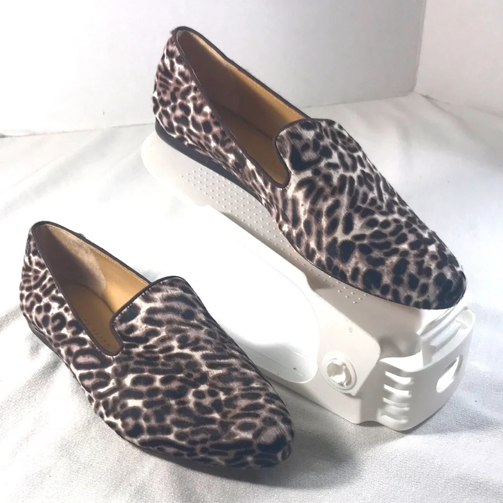 Veronica Beard Griffin Brown Leopard Print Calf Hair Women's Slip On Loafers